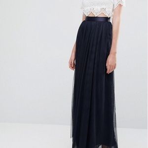 Navy Tulle Full Maxi Skirt